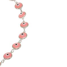 For the sunny spirit who always finds a way to see the world through rose-colored glasses, our Pink Glass Bead Evil Eye Bracelet was made to be a guardian of your rare and brilliant light. This strand of rosy glass bead evil eye beads draws attention without distracting from other elements of your ensemble, all while adding to your natural glow. A perfect companion for pastel looks and desert-inspired palettes. 14k gold plated silver setting .3” bead width 6”- 7.25" Adjustable in length Evil Bracelet, Evil Eye Bracelet Silver, Bead Evil Eye, Evil Eye Beads, Rose Colored Glasses, Eye Beads, Eye Bracelet, See The World, Evil Eye Bracelet