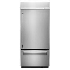 a stainless steel refrigerator freezer on a white background