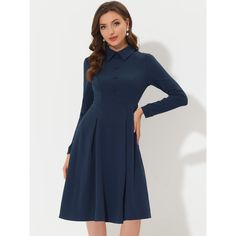 Sophisticated and elegant, this knee-length dress is a brilliant way to create a chic look. Featuring button decoration at the front, this aline piece is completed with a detachable belt. Thick knit fabric shapes fit and flare silhouette, accentuating your graceful figure. Enhance your working wardrobe with the Allegra K Solid Long Sleeve Dress. A fitted waist, with belt loops, a hidden back zipper, and an adjustable belt.