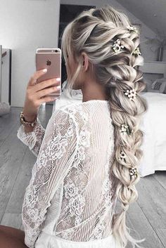 Fashion: #fashion, #style, #outfitinspiration, #beauty Ash Blonde Hair With Highlights, Floral Accessories Hair, Fishtail Braid, Ash Blonde Hair, Blonde Hair With Highlights, Floral Hair, Homecoming Hairstyles, Blonde Highlights