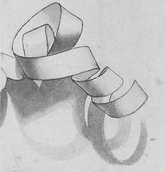 a black and white drawing of a ribbon