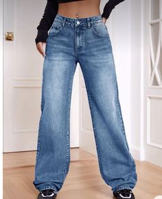 Premium Denim Jeans, Jean Large, Rock Chic, Loose Jeans, Dark Wear, Women Denim Jeans, Denim Trousers