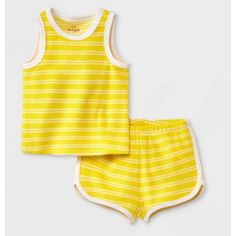 Nwt 2 Piece Set Includes: Tank Top Shorts Terry Cloth, Very Soft Pull On Elastic Waist Tagless Comfort Yellow Stripe Size 3-6 M Cute Yellow Sleeveless Sets, Yellow Sets For Summer Playtime, Yellow Sets For Playtime In Summer, Yellow Summer Playtime Sets, Yellow Playtime Sets For Summer, Cute Yellow Cotton Sets, Yellow Cotton Playtime Sets, Yellow Sleeveless Sets For Playtime, Playful Yellow Loungewear Tops