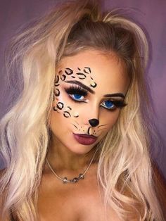 Halloween Ideas Makeup, Leopard Face Paint, Leopard Makeup Halloween, Makeup Ideas For Halloween, Leopard Makeup