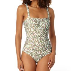 Anne Cole - Women's Center Cinch Shirred Bandeau One Piece Swimsuit - Ditsy Drop / Size 8 & 10 Available Brand New With Tags, Still In Bag, Never Worn Strapless Fitted Floral Print Swimwear, Fitted Strapless Floral Print Swimwear, Fitted Floral Print Strapless Swimwear, Casual Strapless Fitted Swimwear, Ruched Tankini, Classic Lingerie, Blue One Piece Swimsuit, Strapless Swimsuit, Bandeau One Piece Swimsuit