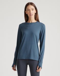 Flowknit Breeze Relaxed Long Sleeve Cheap Moisture-wicking Crew Neck Jersey, Affordable Moisture-wicking Crew Neck Jersey, Cheap Snug Fit Moisture-wicking Tops, Long Sleeve Style, Uv Protection Clothing, Silk Cami, Just Run, Womens Activewear, Blouse Dress