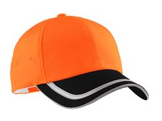 Port Authority ® Enhanced Visibility Cap. C836 - SAFETY ORANGE/ BLACK - OSFA | Port Authority Enhanced Visibility Cap in Safety Orange/Black Size OSFA | Polyester Cap Code, Crossing Guard, Summer Visor, Emergency Response Team, Mens Fedora, Fedora Hat Men, Port Authority, Work Safety, Emergency Response