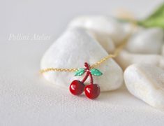 cherry necklace in lipstick red. gold/ silver chain sweet...I love you cherry much :) ♥ pendant size: 15x12mm ♥ total length: around 16 inches + 2 inch extender ♥ metal : gold/ silver plated ♥ lobster clasp ♥ To view more simple and modern necklaces, please go to https://www.etsy.com/shop/PolliniAtelier?section_id=7162802&ref=shopsection_leftnav_3 ♥ Please take note of the sizes and dimensions as they may appear larger or smaller from photos on certain monitors/computers. ♥ Thanks for stoppi Cute Handmade Red Charm Necklaces, Cute Red Handmade Charm Necklace, Cute Handmade Red Charm Necklace, Cute Cherry-colored Jewelry For Gifts, Cute Cherry-colored Jewelry Gift, Red Cherry Print Jewelry For Gifts, Trendy Red Charm Necklaces For Gifts, Cute Red Charm Necklace For Gift, Cute Red Charm Necklaces For Gifts