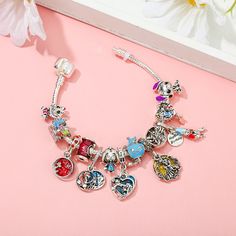 Fine Disney Stitch Charm Bracelet for Women Jewelry Alice in Wonderland Cheshire Cat Beads Jasmine Pandora Charm Necklace, Cat Beads, Alice In Wonderland Cheshire Cat, Wonderland Cheshire Cat, Aunt Niece, Picture Mix, Cat Bead, Friend Girlfriend, Cute Stitch