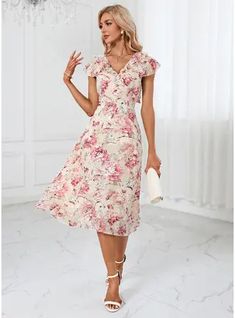 JJ's House No Cascading Ruffles Floral Print Jacquard Chiffon Midi V-Neck Spring Summer A-line Yes Apricot S Height:5.7ft(174cm) Bust:33.5in(85cm) Waist:26in(66cm) Hips:36in(91cm) Tea-Length Dress. #JJ's House #No #CascadingRuffles #FloralPrint #Jacquard #Chiffon #Midi #VNeck #Spring #Summer #Aline #Yes #Apricot #S #TeaLength #Dress Floral Tea Length Dress, Cascading Ruffles, House No, Chiffon Midi Dress, Floral Tea, Tea Length Dresses, Capped Sleeve Dress, Tea Length, Custom Dresses