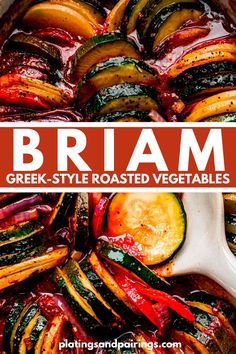 Learn how to make Briam, a traditional Greek roasted vegetable dish made with seasoned tomatoes, potatoes, and zucchini. Perfect as a meatless main or a hearty side with your favorite Mediterranean-inspired meals!