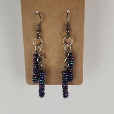 Handmade Earrings Nwt As Pictured. This Item Ships In A Gift Pouch. Thanks For Looking! Purple Metal Beaded Drop Earrings, Nickel-free Purple Beaded Earrings With Round Beads, Nickel-free Purple Beaded Earrings, Purple Metal Earrings With Dangling Beads, Adjustable Wire Wrapped Purple Beaded Earrings, Adjustable Purple Wire Wrapped Beaded Earrings, Iridescent Dangle Beaded Earrings With Ear Wire, Adjustable Iridescent Beaded Earrings, Iridescent Beaded Dangle Earrings