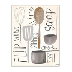 a poster with kitchen utensils on it