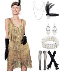 Season:All Seasons; Look After Me:Washable; Gender:Women's; What's in the box:Dress,Gloves,Stockings,Headwear,Bracelets  Bangles,Earrings,Neckwear; Types:Outfits,Flapper Dress,Accessories Set; Holiday:Halloween,Carnival,Masquerade; Style:Roaring 20s,1920s,Retro Vintage; Elasticity:Micro-elastic; Occasion:Carnival,Party / Evening,Party / Cocktail; Material:Polyster; Age Group:Adults'; Characters:The Great Gatsby; Pattern:Sequin,Tassel; Design:Sequins,Tassel Fringe; Neckline:V Neck; Listing Date:1 Gatsby Style Dresses For Costume Party, Holiday Flapper Dress For Costume Party, Summer Gatsby Style Flapper Dress For Costume Party, Summer Flapper Dress For Costume Party, Fitted Flapper Dress For Summer Costume Party, Vintage Fitted Party Costume, Flapper Dress For Costume Party, Fitted Flapper Dress For Costume Party And Holiday, Gatsby Style Flapper Dress For Party Season