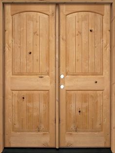 two wooden doors are shown side by side