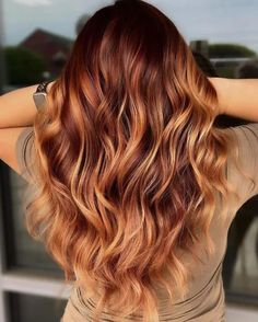 Auburn Balayage With Blonde Highlights, Apple Crisp Hair Color, Balayage Red Hair Ombre, Auburn Roots Blonde Hair Balayage, Brown Base Copper Balayage, Red Root Balayage, Copper Melt Hair Balayage, Copper Blonde Bayalage, Melted Copper Hair