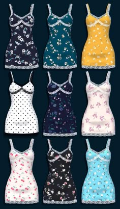 six women's tank tops in different colors and sizes, all with flowers on them