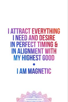 an image with the words i am magnetic in purple and red on it, along with a