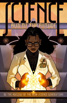 the cover to science build of the future, with an illustration of a woman in a lab coat