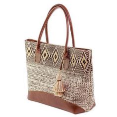 Natural Cotton and Black Diamond Motif Leather Accent Tote - Mayan Chic | NOVICA Bohemian Woven Hobo Bag For Shopping, Rectangular Travel Bag With Weaving Work, Travel Straw Bag With Weaving Details, Bohemian Canvas Bag With Leather Handles For Travel, Rectangular Canvas Bag With Braided Handles, Woven Travel Tote Bag, Artisan Bags With Weaving Work For Everyday Use, Everyday Shoulder Bag With Weaving Work, Natural Color Travel Bag With Weaving Work