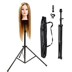 HYOUJIN Wig Stand Metal Adjustable Cosmetology Hairdressing Training Mannequin Head Tripod Stand for Canvas Block Wig Head Stand with Carry Bag #HYOUJIN Adjustable Mannequin, Mannequin Head Stand, Spring Twist Hair, Hairdressing Training, Kanekalon Hairstyles, Feather Hair Extensions, Head Stand