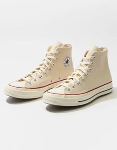 CONVERSE Chuck 70 High Top Shoes - PARCHMENT | Tillys Vintage Converse 70s, Cream Colored Converse, Converse Chuck 70 Beige, Beige Converse High Tops, Vintage Converse Outfit, Creme Converse, Cream High Top Converse, Cream Converse Outfit, Cool Converse High Tops