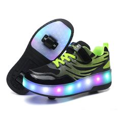 PRICES MAY VARY. LED Light Up Roller Skate Shoes for Kids Boys Girls，A birthday gift for children，Order according to the size chart please. 【Light Colors】Red,Green,Blue,Yellow,Skyblue,Purple,White(7 Static Colors + 4 Dynamic Modes ) 【Switch And Recharge】Hidden light up switch button, Press it to switch on. With each press, It changes to another light mode. Press the switch for 11 times or press 5s to turn the light off. Battery that lasts up to 6 hours on a 2 hour charge and USB charger to charg Light Up Roller Skates, Hidden Light, Kids Skates, Roller Skate Shoes, Roller Shoes, Turn The Lights Off, Led Shoes, Light Up Shoes, Shoes For Kids