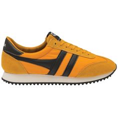 Buy Gola womens Boston 78 sneakers in sun/black online at gola. Vintage Sneakers, Lifestyle Women, Orange Shoes, Running Trainers, Heritage Fashion, Adidas Gazelle Sneaker, 70s Inspired, Womens Sneakers, Adidas Sneakers