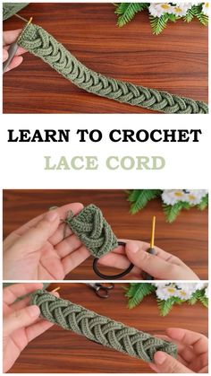 crochet lace cord is being used to make an ornament for a wreath