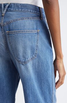 A high waist counterbalances the wide-leg silhouette of nonstretch jeans crafted in the USA with plenty of pockets and raw, frayed hems. 32 1/2" inseam; 22" leg opening; 13" front rise; 14 1/2" back rise (size 29) Zip fly with button closure Five-pocket style 100% cotton Machine wash, line dry Made in the USA Relaxed Fit Cotton Flare Jeans With Cutoff, Relaxed Fit Cotton Cutoff Flare Jeans, Casual Cutoff Flare Jeans With Pockets, Straight Cropped Jeans With Frayed Hem, Relaxed Fit Cutoff Flare Jeans With Five Pockets, Medium Wash Wide Leg Cropped Jeans With Patch Pockets, Cutoff Flare Jeans In Denim Blue, Relaxed Fit Cutoff Cropped Jeans With Five Pockets, Classic Cutoff Jeans With Pockets