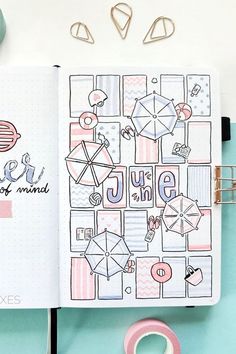 Beach Towels - Bullet Journal Cover Ideas for June #Junebulletjournal #BulletJournal #bulletjournalsideas #bulletjournalideasforbeginners #bulletjournalspreads #bulletjournalcover June Page Bullet Journal, June Bullet Journal Ideas Layout, Summer Bujo Spreads, June Reading Journal, June Monthly Spread Bullet Journal, June Theme Bullet Journal, June Bujo Theme Ideas, June Bujo Ideas, June Spread Bullet Journal