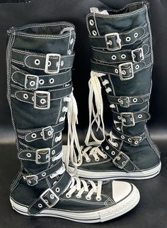 Converse CTAS XXHi Zipper Buckle Lace-Up Knee High 119247 Y2K RARE Men 6 Women 8 | eBay Knee Converse, High Converse Outfit, Converse Knee High, Converse Shoes High Top, Alt Shoes, Knee High Converse, High Converse, Cute Sketchbooks, Cool Converse