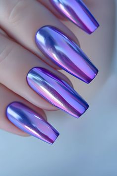 Chrome Aura Nails, Gel Chrome Nails, Chrome Nail Designs, New Year Nails, Aura Nails, Pink Chrome Nails, Summer Nail Ideas