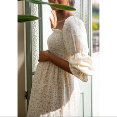 **Active On Other Apps; See Link In Bio** South Korean Brand. Buy Here On Poshmark For Fast U.S. Shipping. Soft Bio-Washed Double-Face Gauze Dress With Puffed Sleeves And Ruffled Hem. Great For Pregnancy, Postpartum, And Breastfeeding! Doesn’t Feel Like A Maternity Piece Great Addition To Your Wardrobe Even Outside Of Pregnancy. 100% Cotton, Medium Thickness, Unlined.