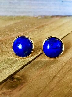 Excited to share this item from my #etsy shop: Lapis Lazuli Gemstone Studs, Gold Plated, USA, 12mm, Large Earring Posts, Natural Stone, Semi-Precious, Dark Blue, Lapiz, Lapis Earrings #lapislazuli #blue #circle #stone #pushback #bohohippie #earlobe #gold #earringposts #studs #handmade #lapis #gemstone #large #12mm #round #usa #royalblue Classic Round Lapis Lazuli Jewelry, Classic Blue Round Earrings, Round Lapis Lazuli Gemstone Earrings, Blue Round Stone Earrings For Gift, Handmade Blue Jewelry With Round Stone, Classic Blue Earrings As Gift, Handmade Round Lapis Lazuli Earrings, Classic Blue Hypoallergenic Jewelry, Handmade Sapphire Round Earrings