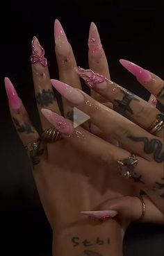 Stilleto Nail Art Ideas, Kirah Ominique Nails, Pink Stiletto Nails Designs, Taurus Nails Designs, Stiletto Acrylic Nails, Long Acrylic Nails Coffin, Long Square Acrylic Nails, Unique Acrylic Nails, Glam Nails