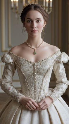 Bridgerton Dress Aesthetic, Victorian Era Wedding Dress, Portrait Basics, Ball Gown Aesthetic, Victoria Wedding Dress, Victoria Era, Gown Aesthetic, Neo Romantic, Dramatic Dresses