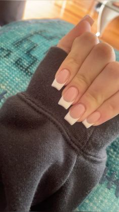 square french tip nails Cute Simple Nails Long Square, French Tip Inspo Square, Tip Nails Square, Cute Nails Square French Tip, Thicker French Tip Nails, Square Nails Ideas French Tip, Square Deep French Nails, Square Shape French Tip Nails, Back To School Nail Inspo Square