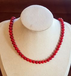 Red coral beaded necklace. This beautiful piece is very dynamic and simple can be worn on any occasion. Beads are 7mm Healing with Coral ♥ Absorbs negative energy ♥ Platonic love ♥ Friendship ♥ Community ♥ Creativity ♥ Passion ♥ Romantic love ♥ Wisdom ♥ Optimism ♥ Enthusiasm ♥ Balance ♥ Relaxation ♥ Protection ♥ Safe travel on water Coral represents diplomacy and concurrence. It quiets the emotions and brings peace to within the self. Facilitates intuition, imagination and visualisation. Coral e Elegant Red Coral Gemstone Beads, Elegant Hand-strung Red Beaded Necklaces, Elegant Red Hand-strung Beaded Necklaces, Elegant Red Coral Round Bead Necklaces, Elegant Red Coral Round Bead Necklace, Elegant Red Coral Jewelry With 8mm Beads, Elegant Red Coral Beads For Jewelry Making, Red Coral Jewelry With 8mm Beads, Red 8mm Bead Necklace