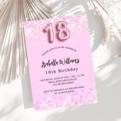 18th Birthday pink confetti girl party Invitation Girls Party Invitations, Pink Confetti, Luxury Invitation, Glamour Style, Girl Party, Hat Crafts