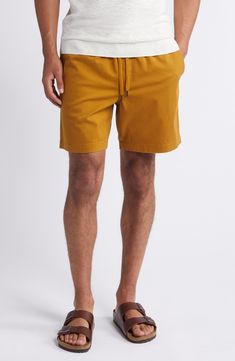 Comfort is key with these easy stretch-cotton shorts styled in a polished fit with an elastic waist. 7" inseam; 23" leg opening; 10 3/4" front rise; 16" back rise (size Medium) Elastic/drawstring waist 97% cotton, 3% spandex Machine wash, tumble dry Imported Cotton Swim Trunks With Built-in Shorts, Stretch Cotton Swim Trunks With Elastic Waistband, Stretch Cotton Bermuda Shorts With Elastic Waistband, Stretch Cotton Pull-on Shorts, Cotton Shorts With Elastic Waistband And 5-inch Inseam, Stretch Cotton Swim Trunks, Casual Cotton Swim Trunks Short Length, Casual Cotton Swim Trunks, Casual Cotton Swim Trunks With Short Legs