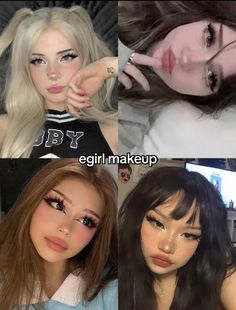 Egirl Makeup Tutorials, Types Of Makeup Looks, E Girl Makeup, Aesthetic Selfcare, Egirl Makeup, Makeup Tuts, Egirl Aesthetic, Makeup Face Charts, Girl Pfp