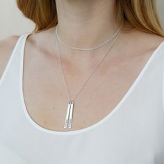 ♥ Engraved Custom Vertical Skinny Bar Name Necklace ♥ The most unique jewelry you can find, perfect gift for you and your loved one ♥ V E R T I C A L ∙ S K I N N Y ∙ B A R ∙ N E C K L A C E * Material: High Quality Solid 925 Sterling Silver * Finish: Sterling Silver ∙ 18K Gold ∙ Rose Gold * Dimensions: 40mm Width x 4mm Height * All our work is custom made by hand with Love and Care in our workshop ♥ H O W ∙ T O ∙ O R D E R * Simply use the 'PERSONALIZATION BOX' upon ordering to let us know the N Everyday Adjustable Charm Necklaces With Custom Name, Everyday Adjustable Charm Necklace With Custom Name, Everyday Adjustable Custom Name Charm Necklaces, Everyday Adjustable Custom Name Charm Necklace, Trendy Personalized Everyday Charm Necklace, Minimalist Custom Name Charm Necklace Adjustable, Minimalist Adjustable Custom Name Charm Necklaces, Minimalist Adjustable Custom Name Charm Necklace, Hand Stamped Minimalist Pendant Necklace