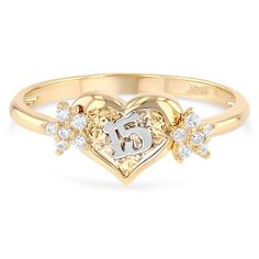 PRICES MAY VARY. Width: 7MM Average Weight: 1.47grams Type: Quinceanera Heart Ring PREMIUM SOLID 14K GOLD: Crafted with durable high quality materials, gems, & stones; Hand-Stamped for Authenticity & FTC Law Approved. Easy to clean & polish and won't permanently tarnish or rust! Most 14k rings can easily be resized by your local jeweler! Our rings are designed and crafted to meet the highest quality standards; We make Quality Gold Jewelry for Women & Men that you can Wear Everyday Included with Quinceanera Jewelry, Quinceanera Party, Gold Rings Jewelry, Jewelry Ring Box, 14k Gold Ring, Gold Collection, Girls Jewelry, Womens Jewelry Rings, Quinceanera