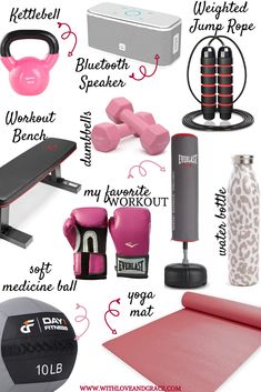 an image of a gym equipment set up with the words, workout and exercise on it