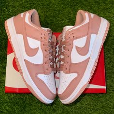 Rose Whisper (Women) Dd1503-118 Custom Pink Sneakers With Rubber Sole, Custom Slip-on Sneakers For Streetwear, Trendy Pink Custom Sneakers, Pink Gum Sole Custom Sneakers, Rose Dunks, Black Nike Air Max, Dunk Low Nike, 95 Nike, Huarache Run