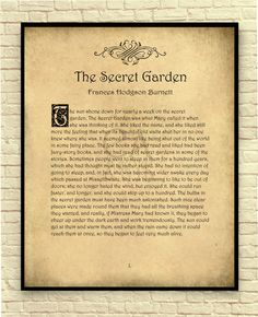 the secret garden sign in front of a brick wall with an old - fashioned frame