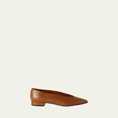 Loro Piana "Rebecca" smooth calf leather ballerina flats 0.25 in / 10 mm flat heel Pointed toe Slip-on style Lining: Leather Leather outsole Wipe clean Made in Italy Saddle Brown, Loro Piana, Ballerina Flats, Bergdorf Goodman, Calf Leather, Calf Skin, Tops Designs, In Italy, Slip On