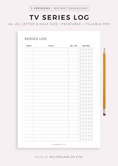 the tv series log is shown next to a pencil