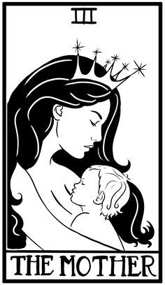 a black and white drawing of a woman holding a baby in her arms with the words,